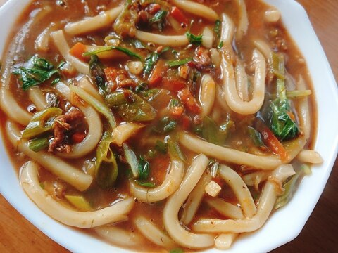 水菜入りのカレーうどん